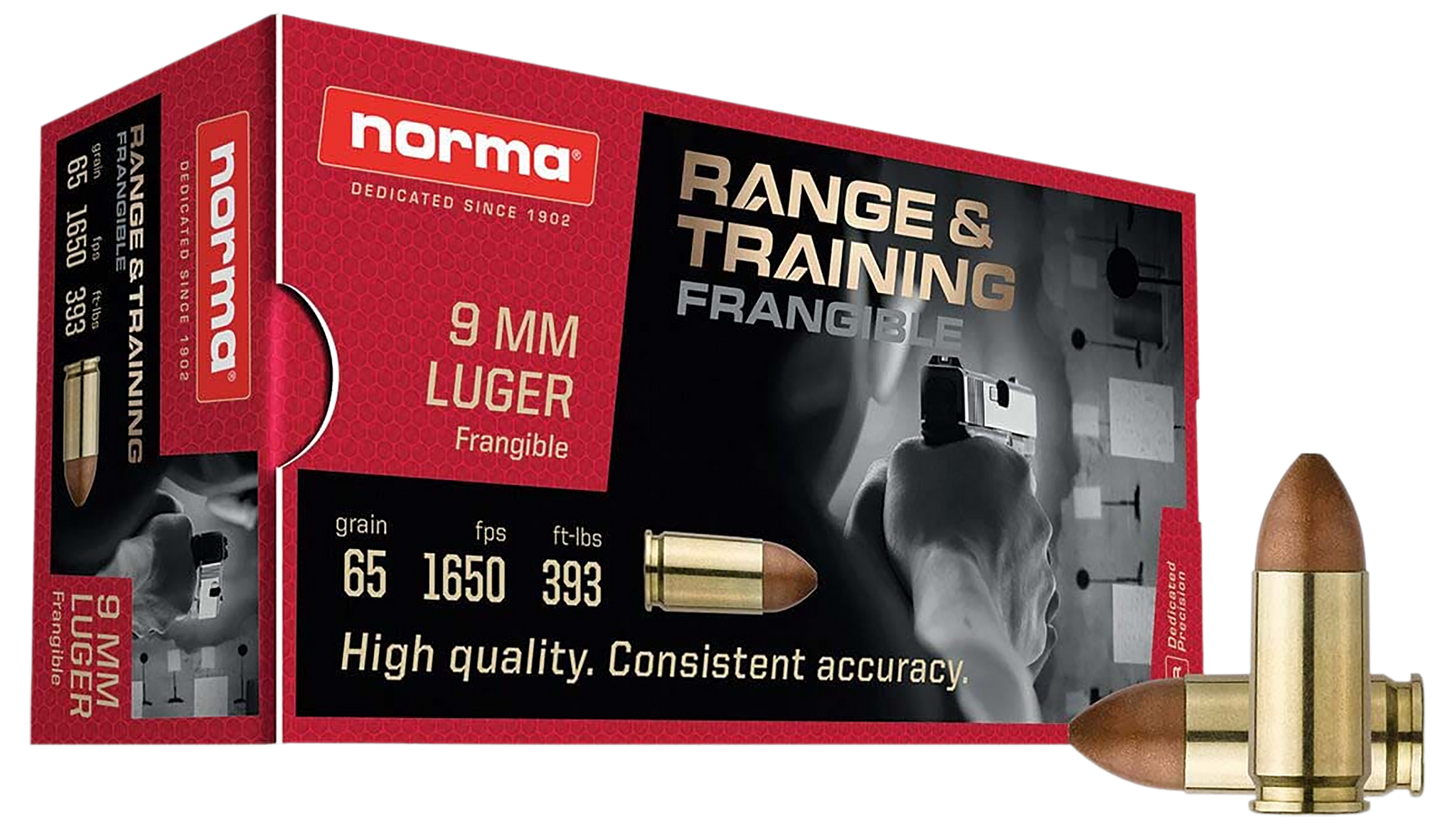 Norma Ammunition 630140050 Range & Training  9mm 65 gr Frangible 50 Per Box/ 20 Case