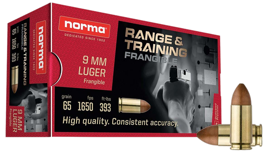 Norma Ammunition 630140050 Range & Training  9mm 65 gr Frangible 50 Per Box/ 20 Case